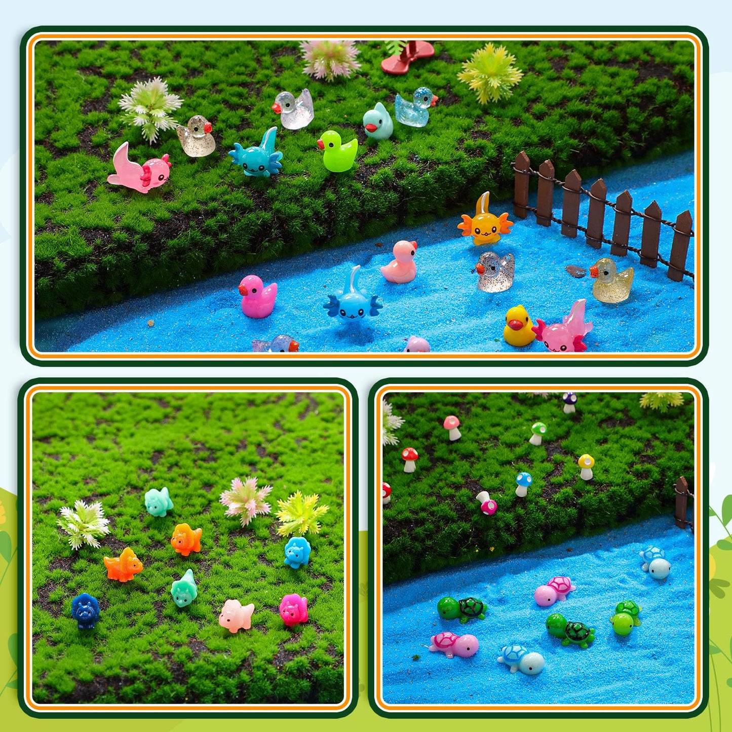 Barydat Mini Resin Animal Figures - 200 Pcs Multicolor Variety for Garden Decor, Christmas & Easter Gifts, Model SIJ-Barydat-3715
