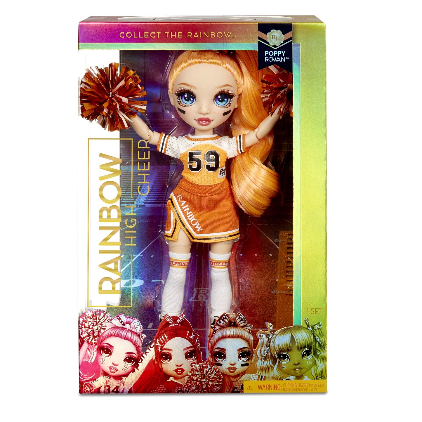 Rainbow High Cheer Poppy Rowan – Orange Cheerleader Fashion Doll With 2 Pom Poms And Doll Accessories, Great Gift For Kids 6-12 Years Old