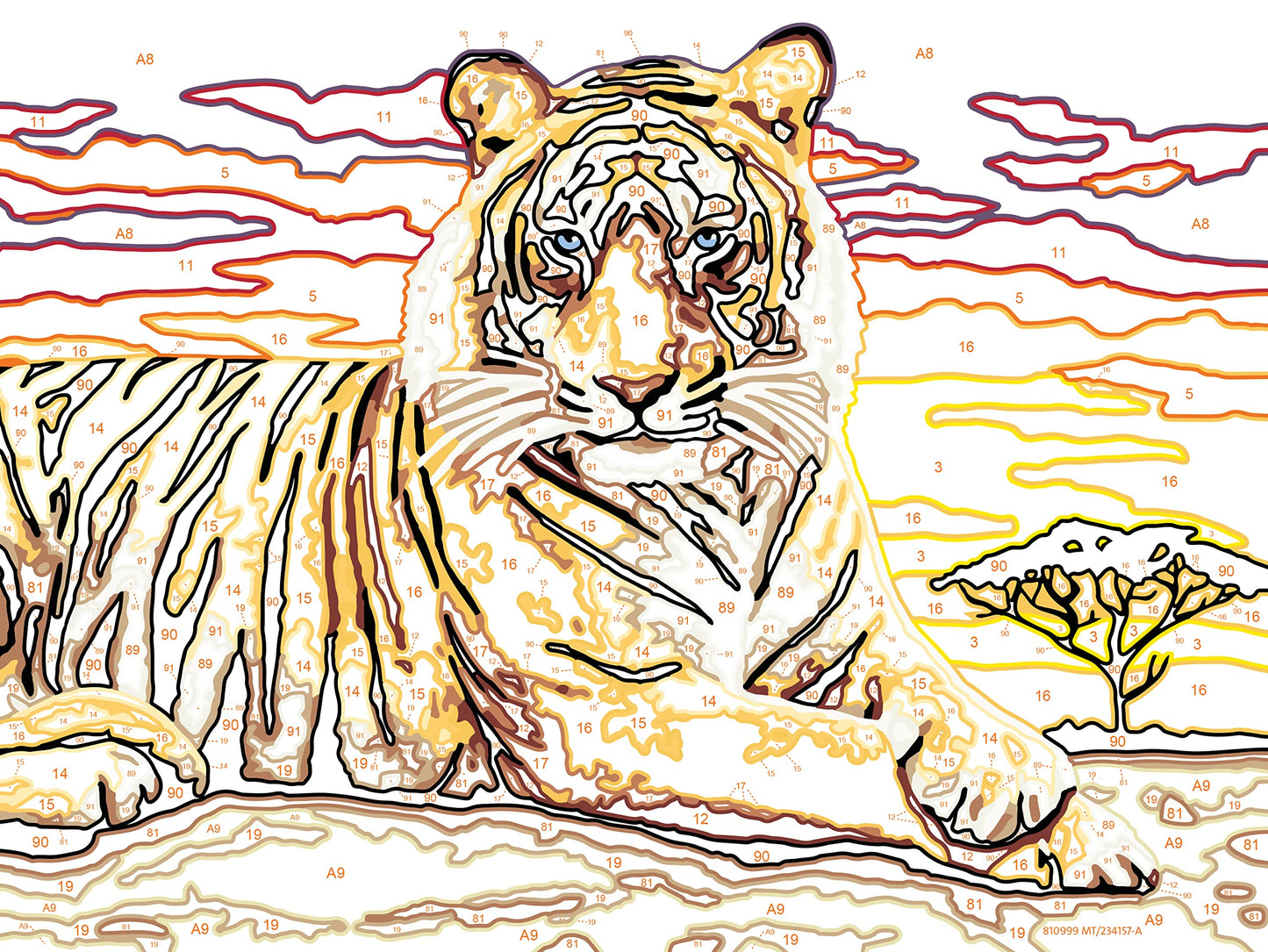 Ravensburger Creart Majestic Tiger Paint By Numbers Kit For Kids - Painting Arts And Crafts For Ages 11 And Up
