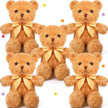 5 Pcs Bears Stuffed Animal Soft Plush Toys 12 Inches Cute Bear Small Shaggy Bear With Hoodie Bow Tie For Kids Boys Girls Baby Sh