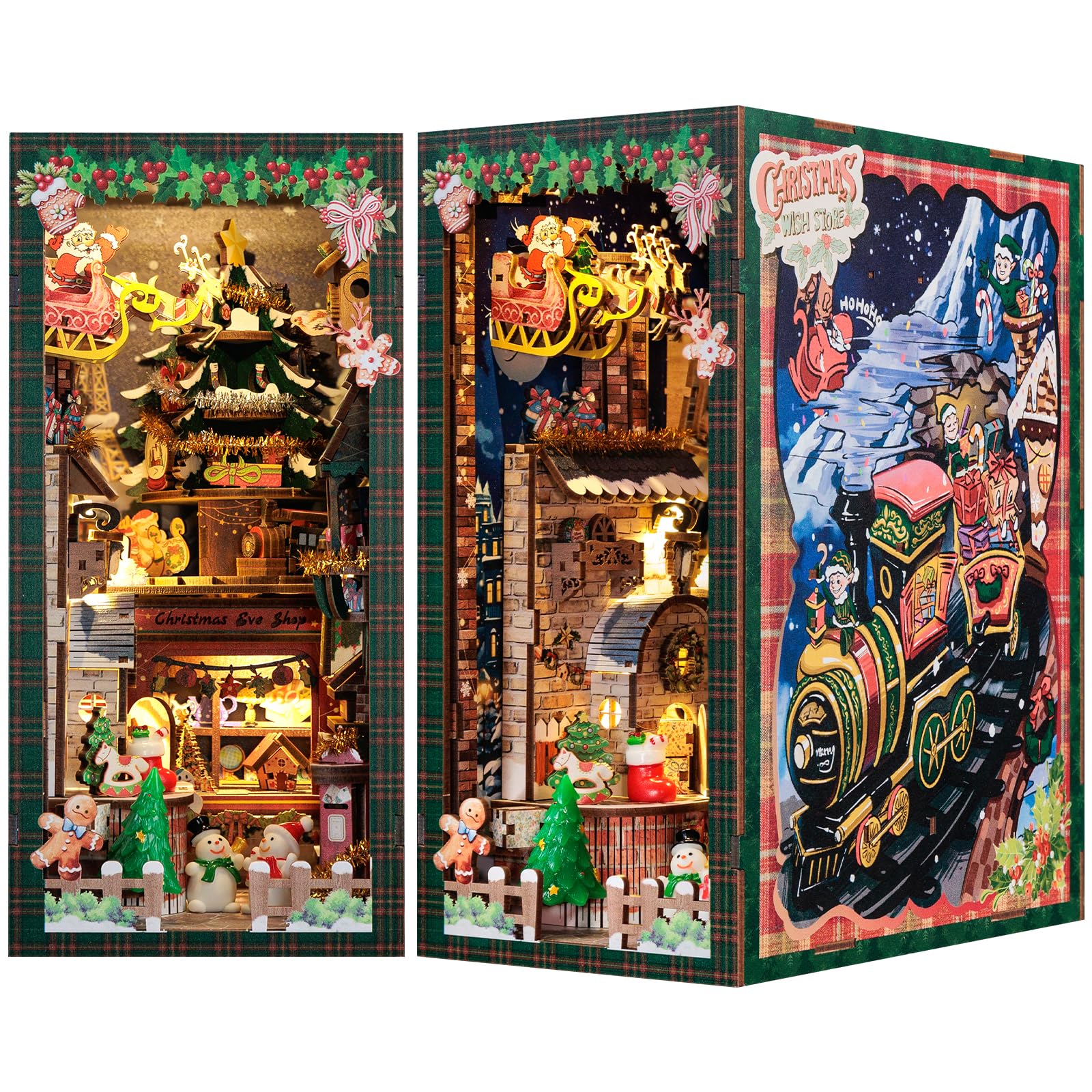 Cutefun Christmas Book Nook Kit, Diy Miniature House Kit For Adults, Booknook Kit Christmas Decorations With Music, Bookshelf Decor For 3D Wood Puzzle Lovers (Christmas Wish Store)
