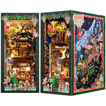 Cutefun Christmas Book Nook Kit, Diy Miniature House Kit For Adults, Booknook Kit Christmas Decorations With Music, Bookshelf Decor For 3D Wood Puzzle Lovers (Christmas Wish Store)