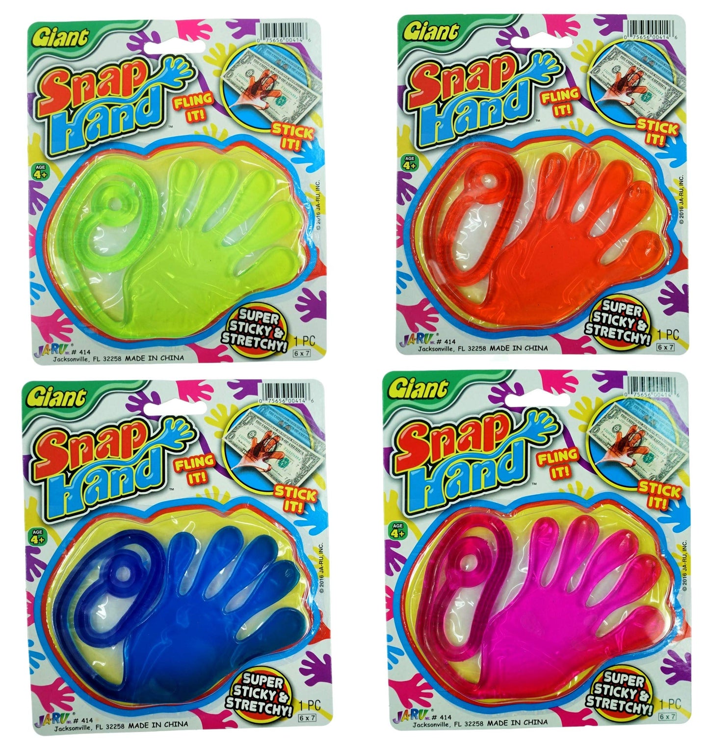 Ja-Ru Giant Stretchy Sticky Hands For Kids (24 Units Assorted) Sticky Hands Party Favors For Kids Goodie Bags. Bulk Treasure Box Toys For Classroom Prizes. 414-24S