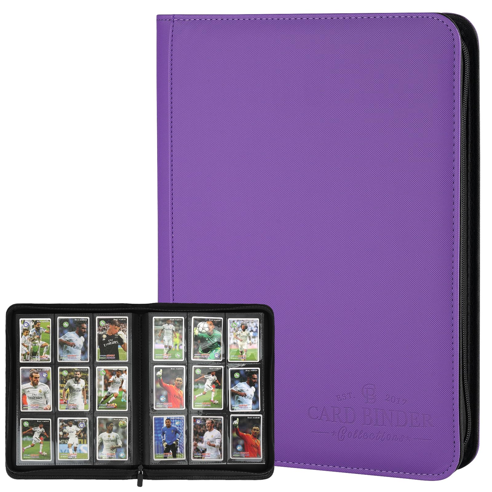 9 Pockets Card Binder enhanced Zip Trading Card Binder 540 Double Sided Pocket PU Collection Binder  Collector Album  Card Folder for MTG  TCG  Business Cards.(Purple)