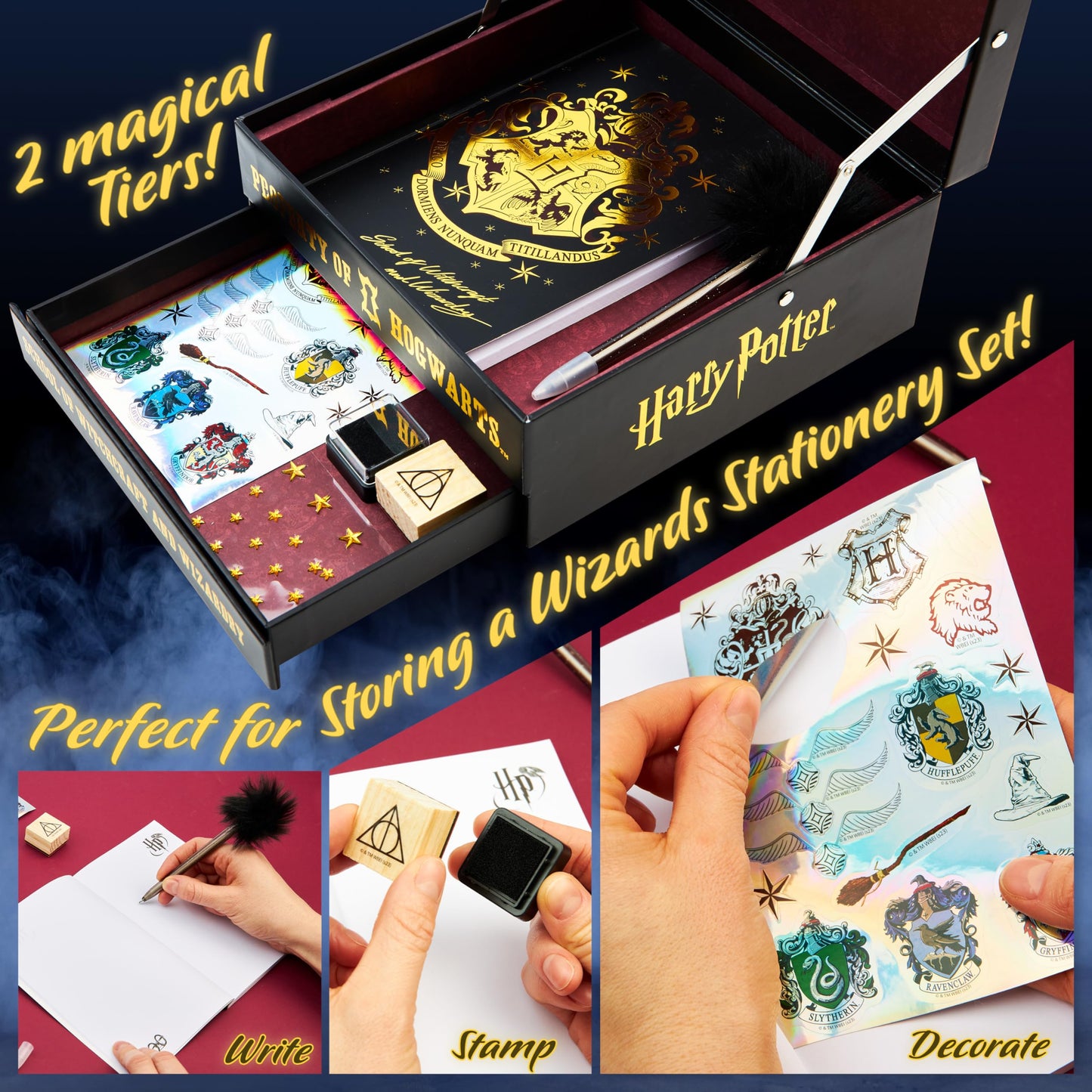 Harry Potter Scrapbook Kit for Kids DIY Journal Kit Art Supplies Stationery Arts and Crafts Supplies Stickers Stamps Notebook (B