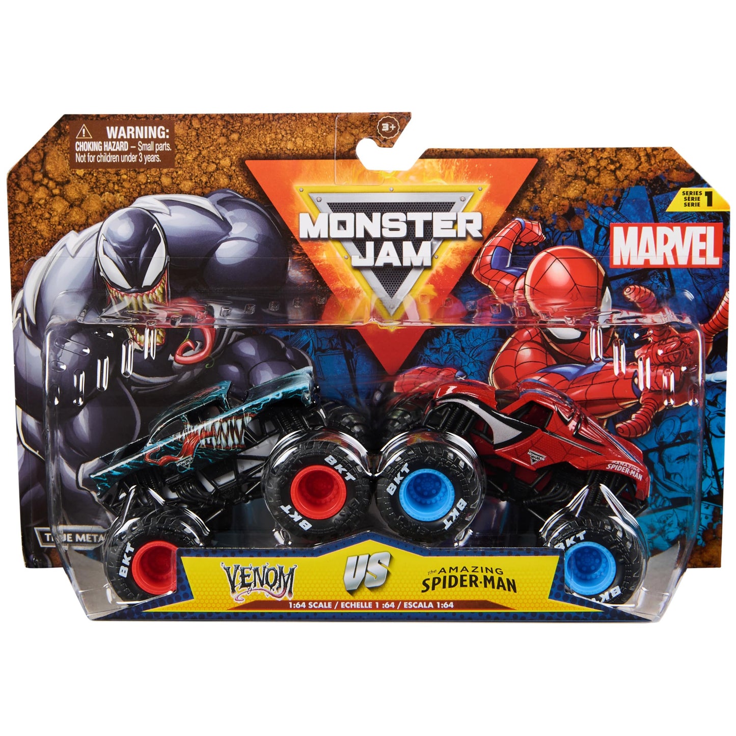 Monster Jam Die-Cast Monster Trucks, Venom Vs. Spider-Man, 1:64 Scale, Model 6071942, Kids Toys for Ages 3+