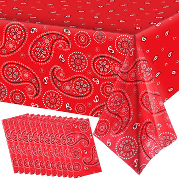 Tatuo Western Party Tablecloth Paisley Table Cover Bandana Plastic Table Cloth Rectangle Floral Tablecloth for Western Cowboy Th