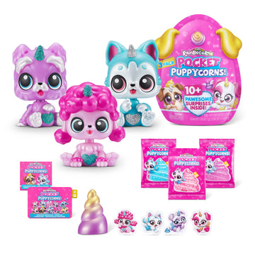 Rainbocorns Pocket Puppycorn 3 Pack By Zuru Toy Puppy Dog Mini Unboxing Girls Gifting Idea, Toys For Girls, Kid'S Birthday Gift