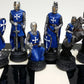 Medieval Times Crusades RED & Blue Maltese Knight Set of Chess Men Pieces Hand Painted - NO Board