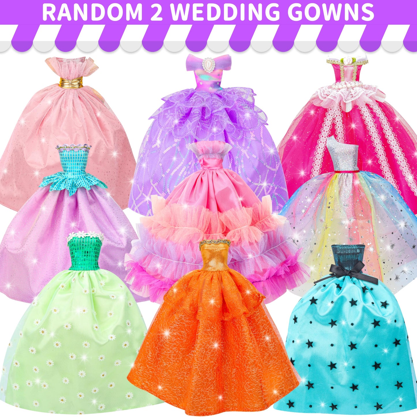 Style Shine 56 Pcs Doll Clothes And Accessories,2 Wedding Gowns 2 Evening Dresses 6 Fashion Dresses 4 Set Casual Outfit Top And