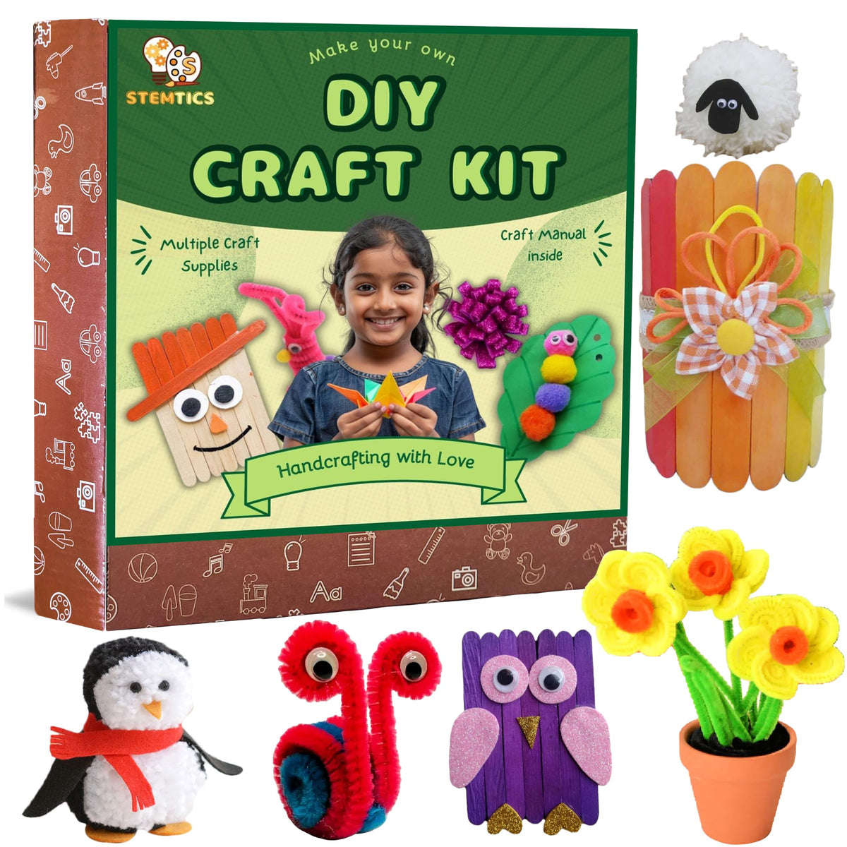 Stemtics Diy Craft Kit For Kids | Beginner Craft Set | Art & Craft Set For Girls & Boys Age 48 | Fun Art And Craft Kit For Kids