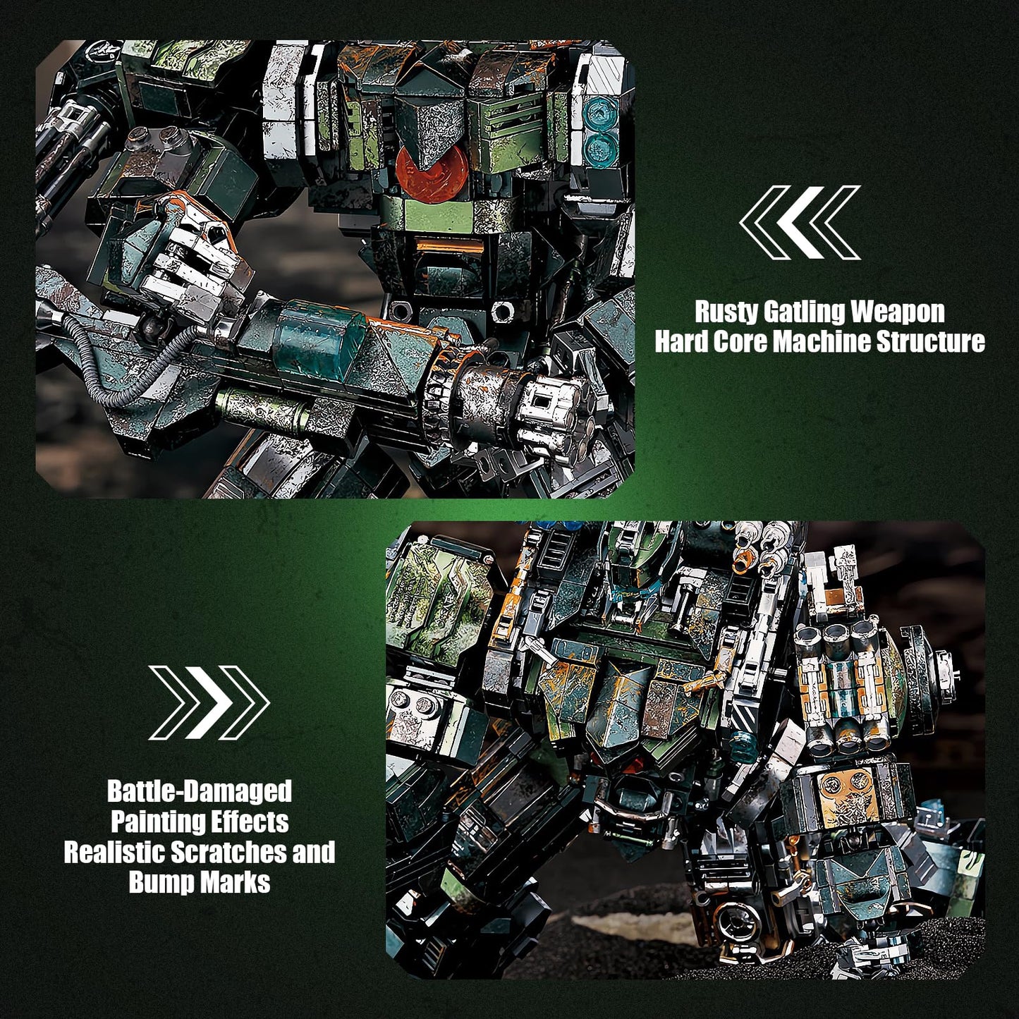 HIGH GODO Motorized Robot Building Kit - 1403 Pieces, Plastic, Battle Damage Style, Large, Ideal for Ages 14+