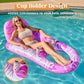 Sloosh Pool Lounge Float mature-themed  Inflatable Pool Floats Lounger Raft Floaties Water Floating Recliner Chair with Cup Holders Foot Rest Swimming Pool Floaty  Pink
