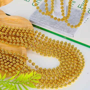 200PCS Bead Necklace, Mardi Gras Beads, 33 IN Gold Beads Party Accessories, Mardi Gras Decorations Parade Throws Beads Bulk Toy