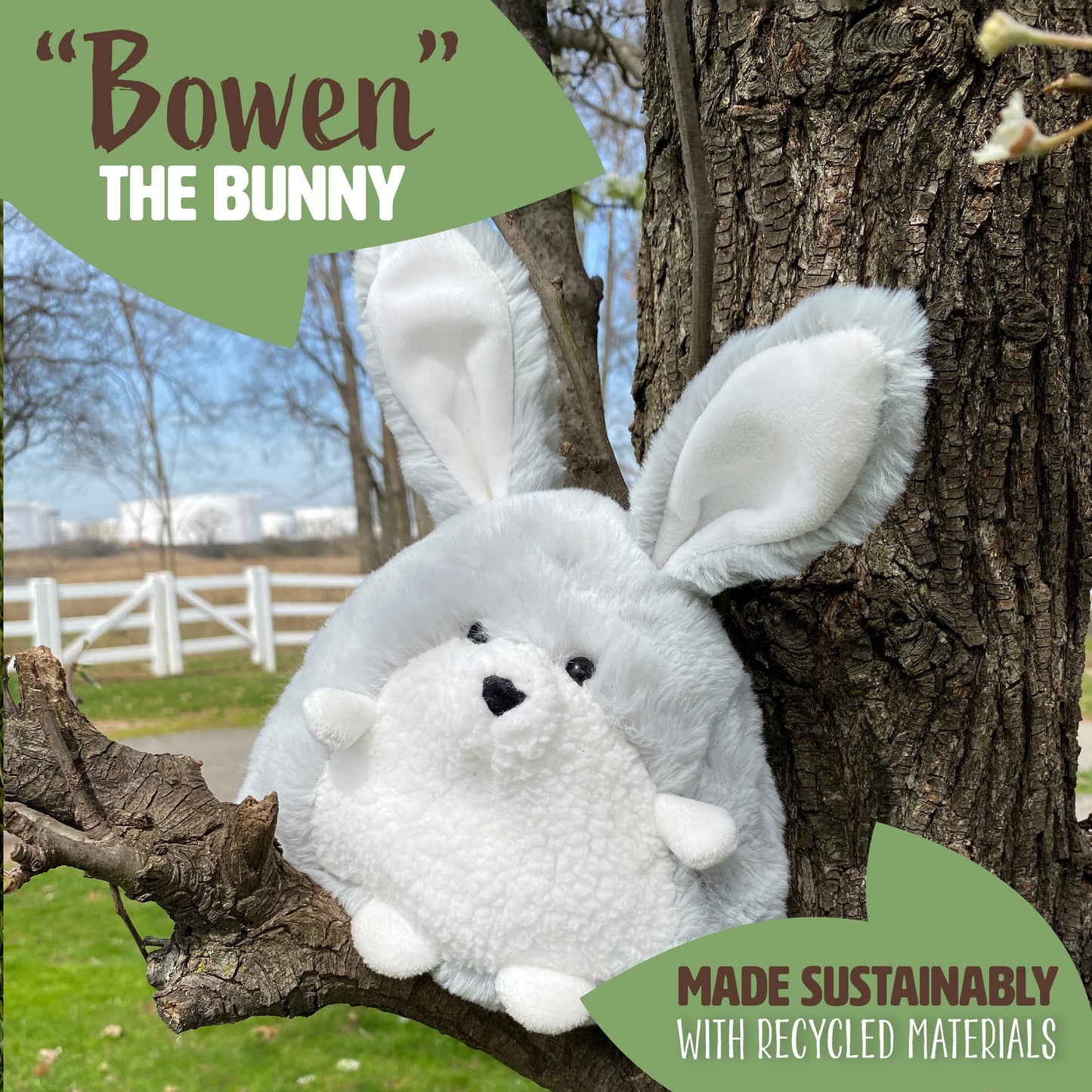 Kids Preferred Sustain A-Mals Bowen The Bunny Stuffed Animal Plush, Made With Recycled Materials