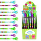 TINYMILLS 24 Pcs Monsters Multi Point Pencils Stackable Pencil with Eraser for Halloween Monster Party Favor Prize Carnival Good