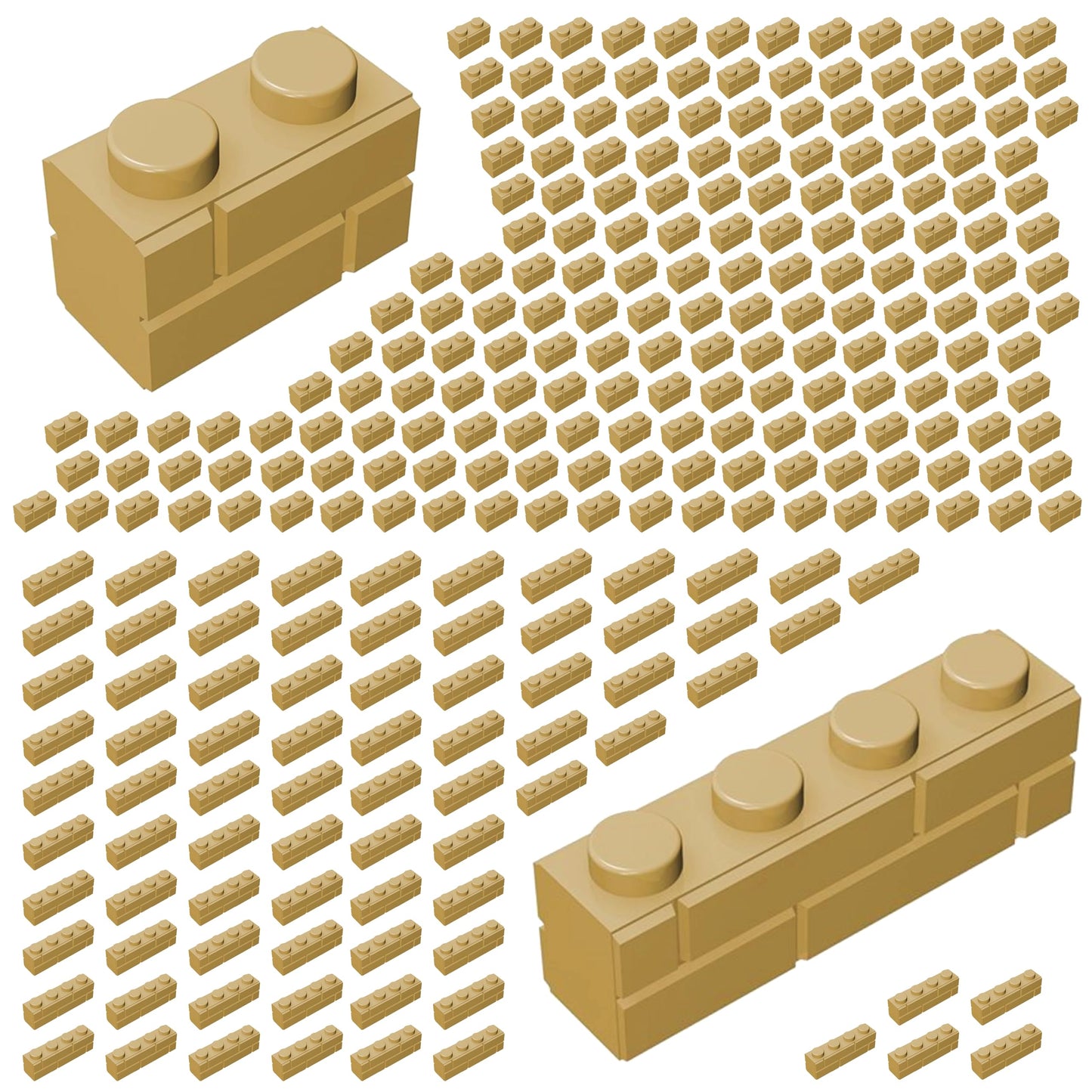 Minizfigs 265 Pieces Tan Masonry Profile Bricks Set Building Blocks for Bulk Brick Wall Parts and Pieces City Castle Medieval Co