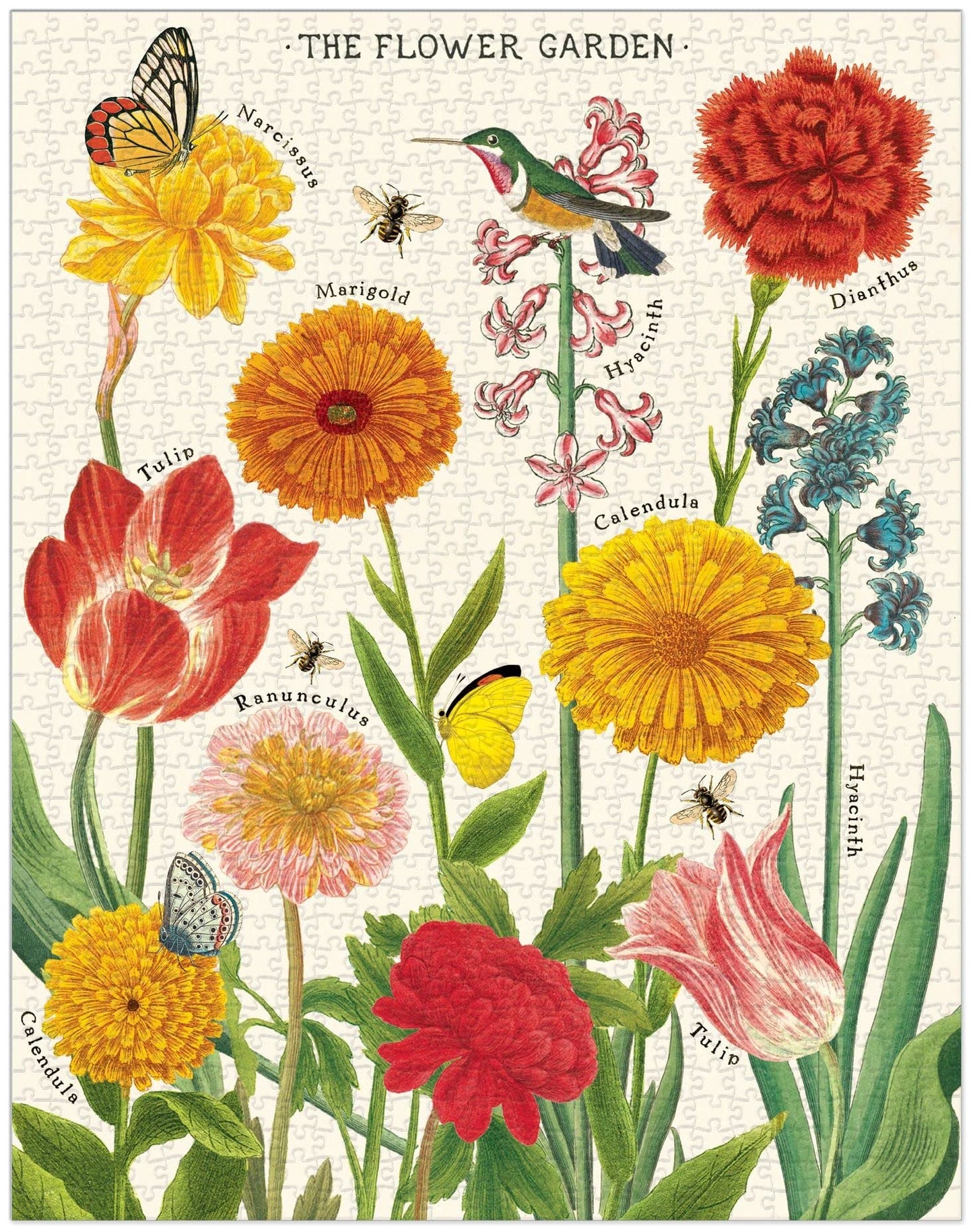 Cavallini 1000 Piece Puzzle - Flower Garden Design, Multi Color, Model PZL/FLRGRD, Made of Paper