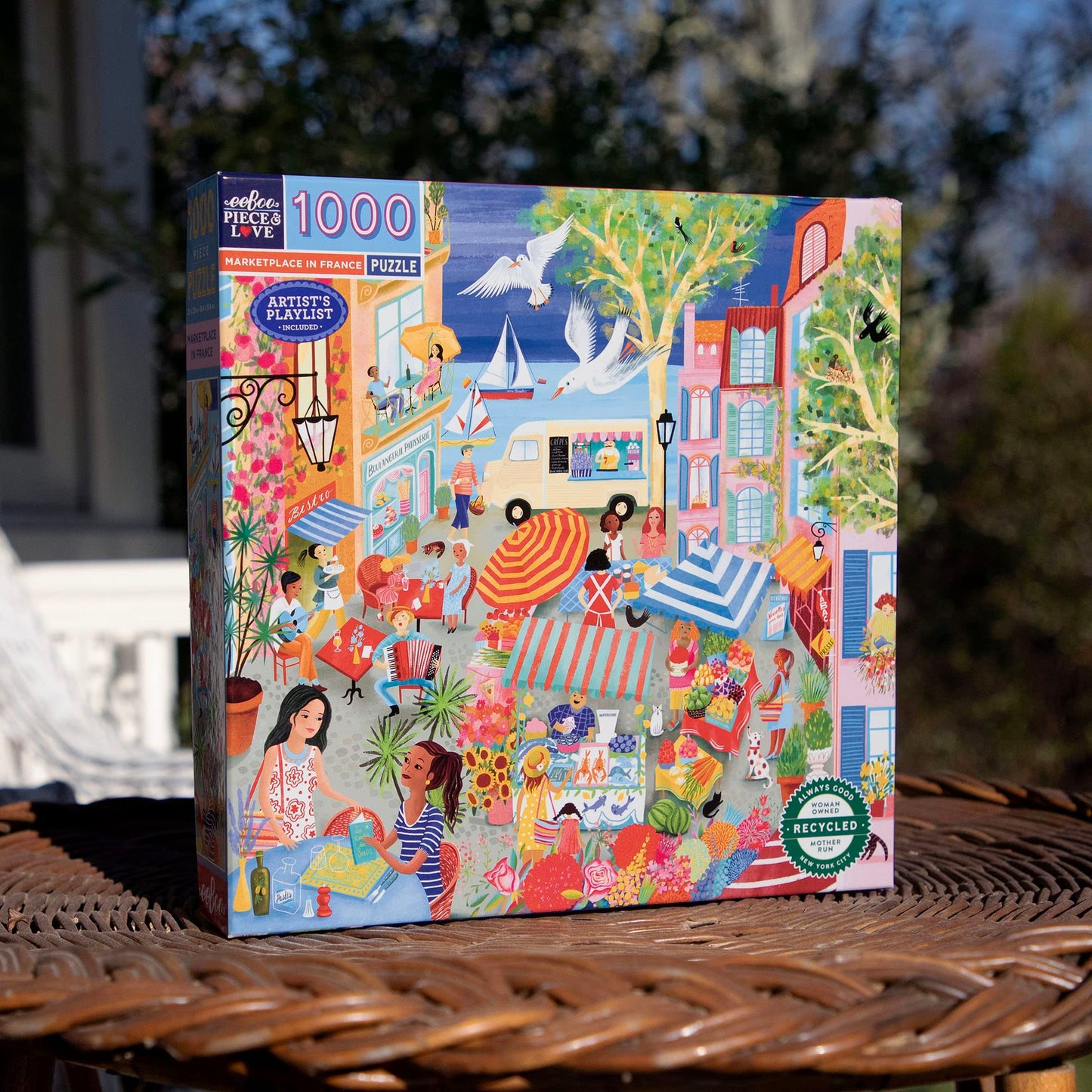 eeBoo: Piece and Love Marketplace in France 1000 Piece Square mature-themed Piece Puzzle  23 x 23 When Completed  Sturdy Puzzle Pieces  for Ages 14 and up