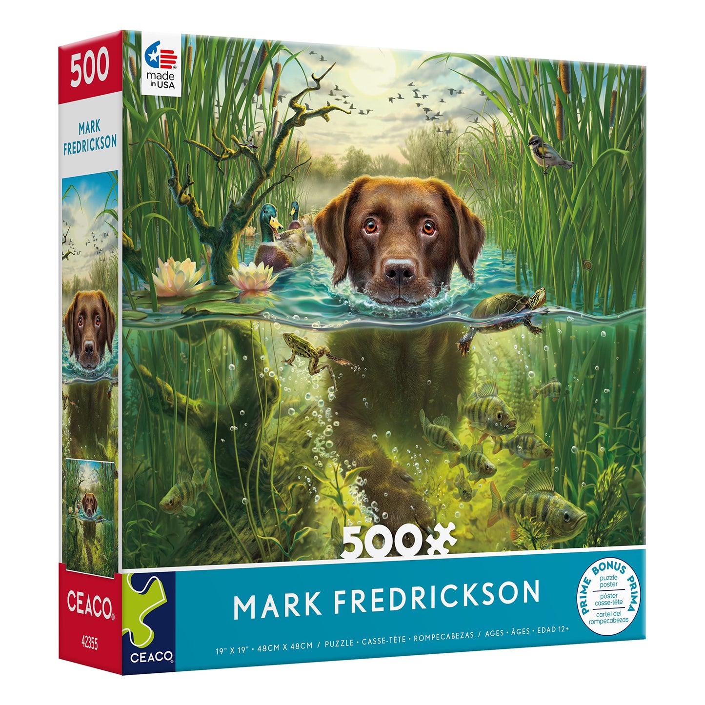 Ceaco 500 Piece Jigsaw Puzzle - Mark Fredrickson Chocolate Lab - Brown Cardboard Model 2402-9