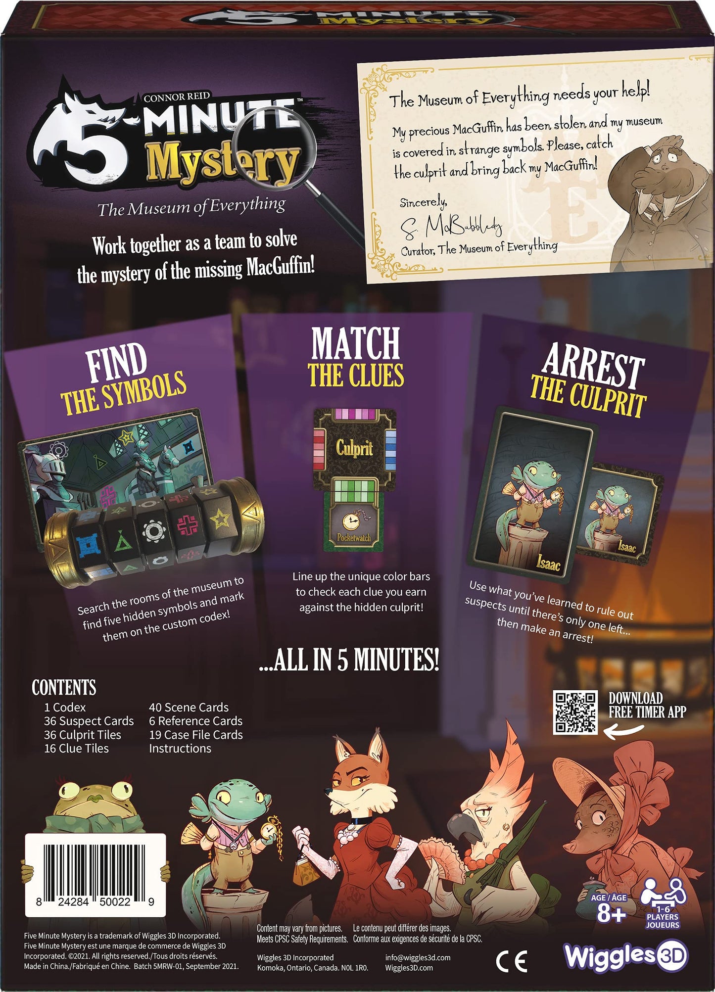 Wiggles 3D 5-Minute Mystery Game | Fast-Paced Co-Operative Board Game | Ages 8+, 1-6 Players, Cardboard, Multicolor