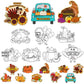 Thanksgiving Coloring Arts Crafts Kits - 30Pcs Fall Color Your Own Magnets for Kids Turkey Pumpkin Blank DIY Coloring Magnets fo