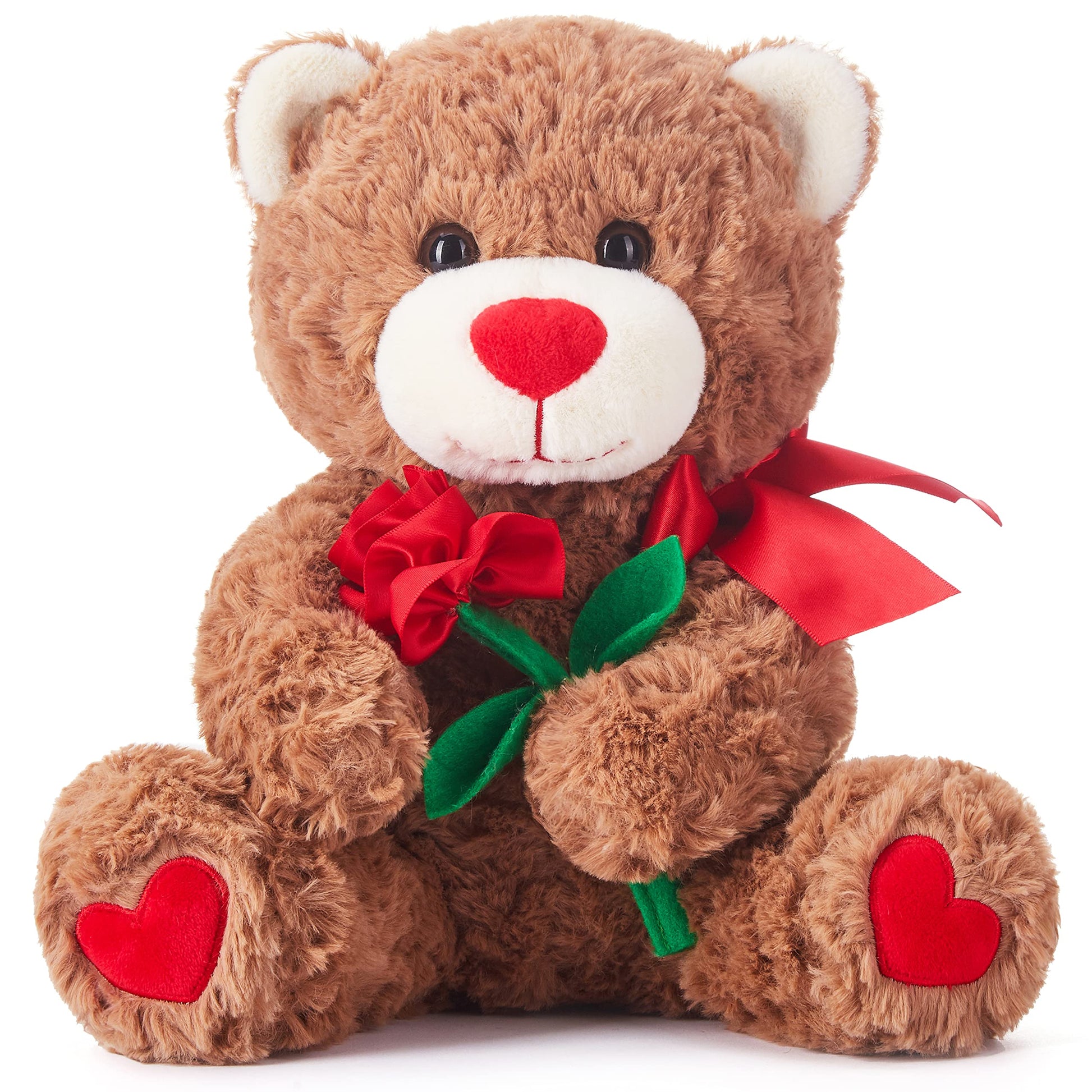 Ikasa Bear Stuffed Animal Love Plush Toy With Bow For Valentine Day,Cute 10.6'' Soft Plushie Small Toy,Valentines Day Gifts For