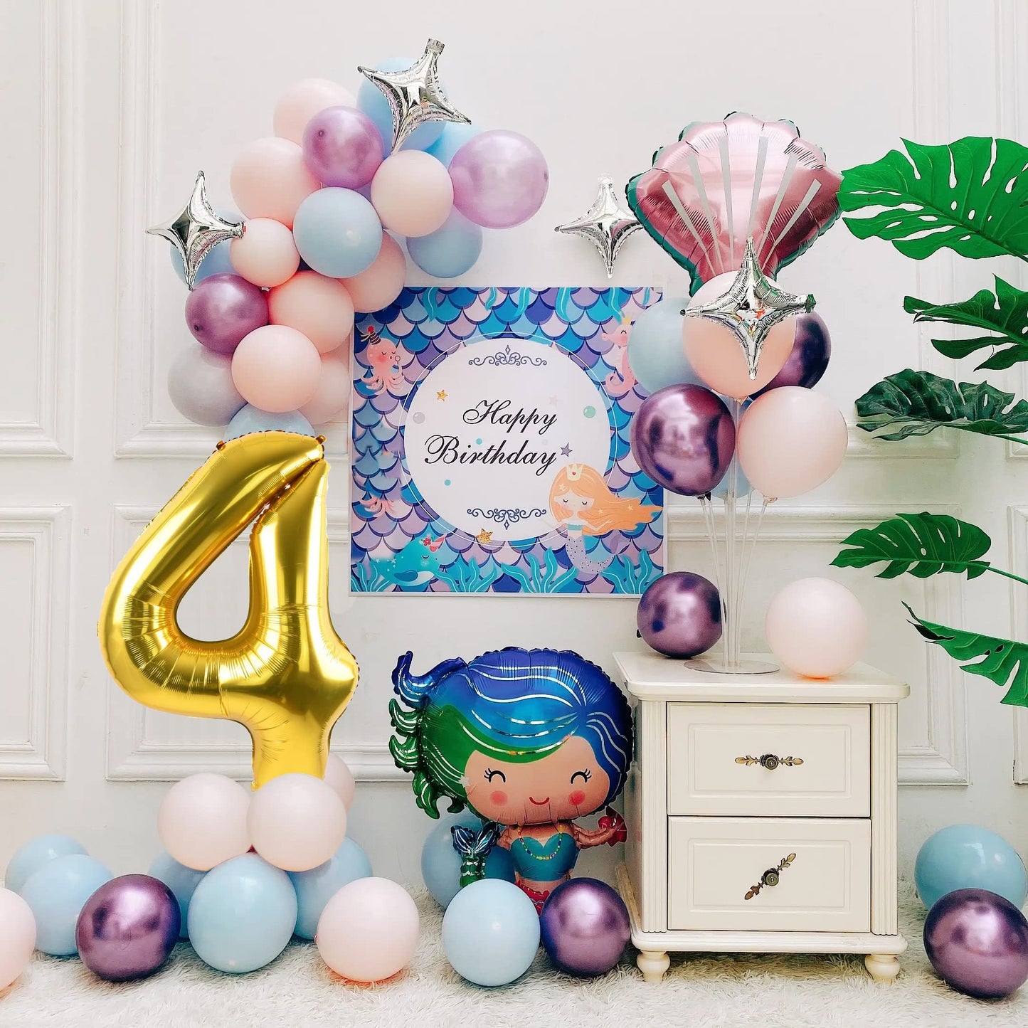 Smlpuame 40 Inch Number Balloon 0-9 Gold Large Number 4 Balloons,Digital Balloons For Birthday Party Celebration Decorations Sup
