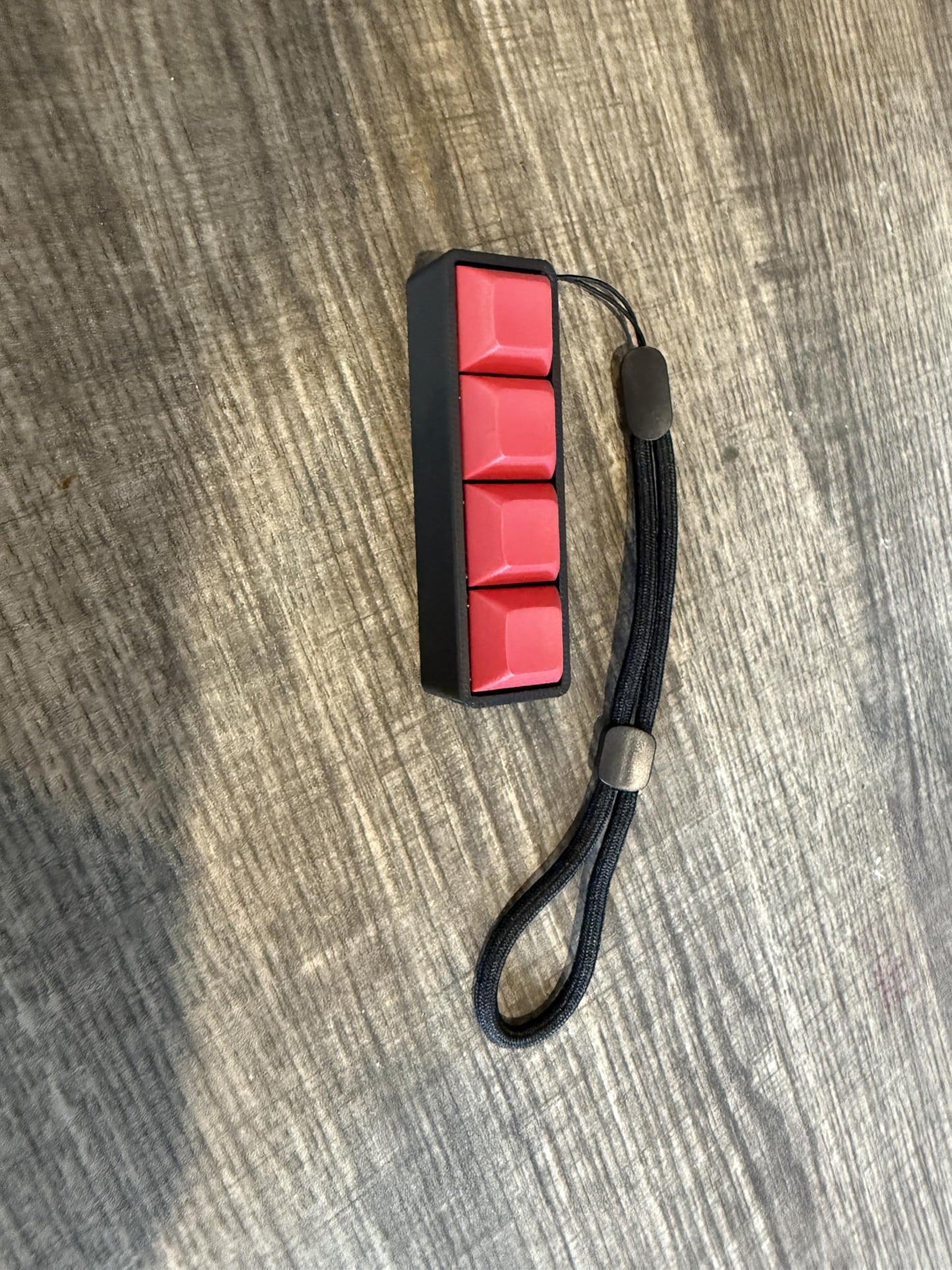 Zkeebs Four-Button Clicky Mechanical Switch Fidget Toy - Plastic, Red Keycaps, Black Base, Stress Relief, ADHD Stim Toy