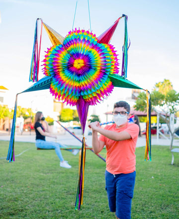 Celly Party Mexican Star Pinata, 32 Inch Large Rainbow Pinata, Foldable Fiesta Decoration for Kids Birthday, Cinco de Mayo, Dia