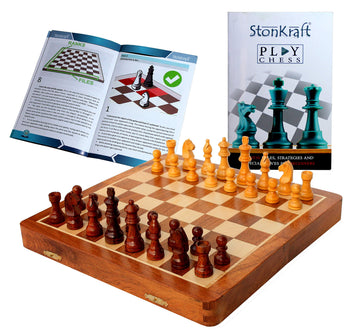 Stonkraft 12 X 12  Collectible Foldable Wooden Chess Game Board Set With Magnetic Crafted Premium Wood Pieces (12 Inch X 12 Inch