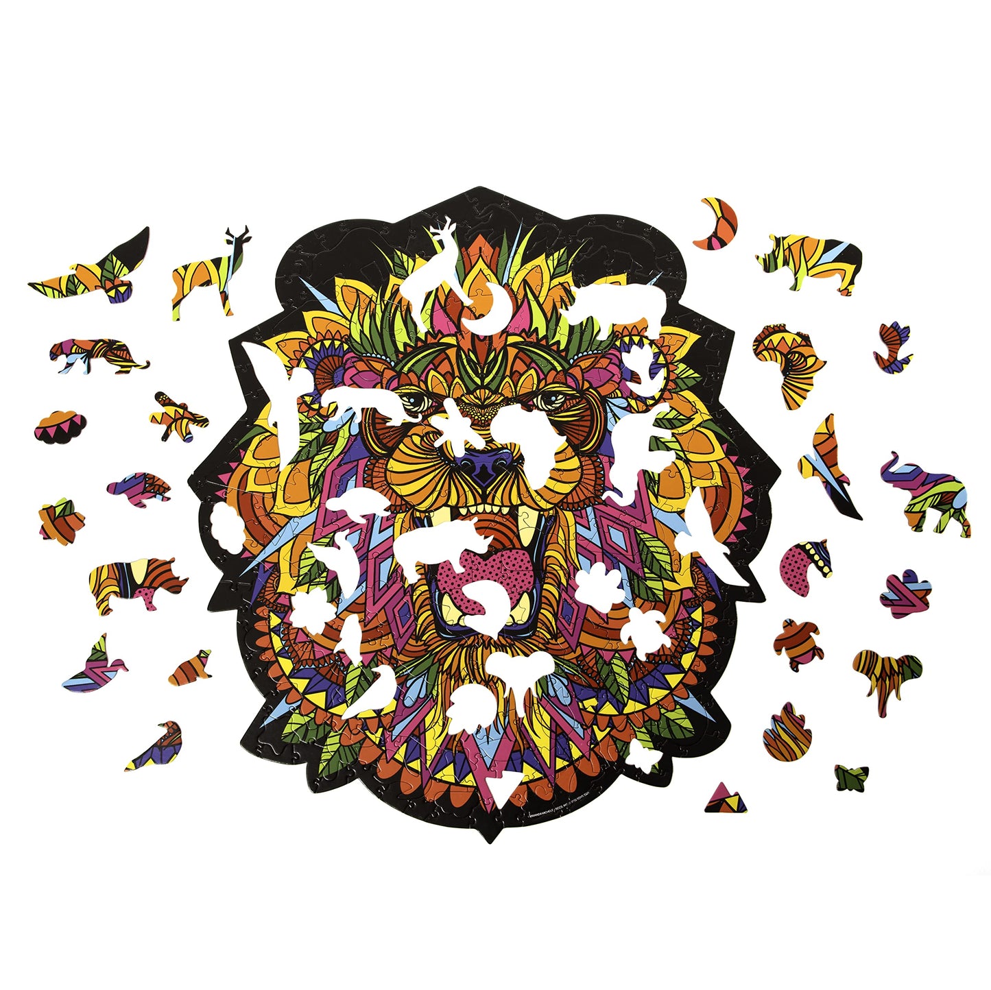 Hidden Shapes - Lion - Jigsaw Puzzle For Adults - 300 Pieces - Hand Drawn - 75 Unique Hidden Shapes - Great Gift For Mom, Dad, Teens, Men And Women
