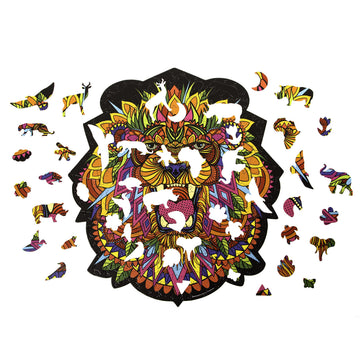 Hidden Shapes - Lion - Jigsaw Puzzle For Adults - 300 Pieces - Hand Drawn - 75 Unique Hidden Shapes - Great Gift For Mom, Dad, Teens, Men And Women