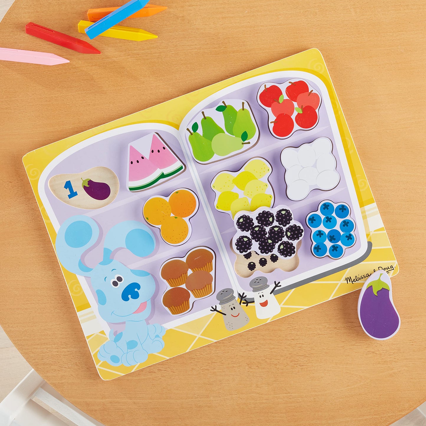 Melissa & Doug Blues Clues & You! Wooden Chunky Puzzle - Fridge Food (10 Pieces)