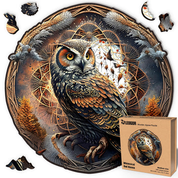 Leogor Mosaic Wooden Jigsaw Puzzles For Adults With Whimsical Pieces – Unique Owl Gifts For Owl Lovers With Animal-Shaped Wood Pieces – Beautiful Design, 200 Piece, Medium 12'' X 11.8''