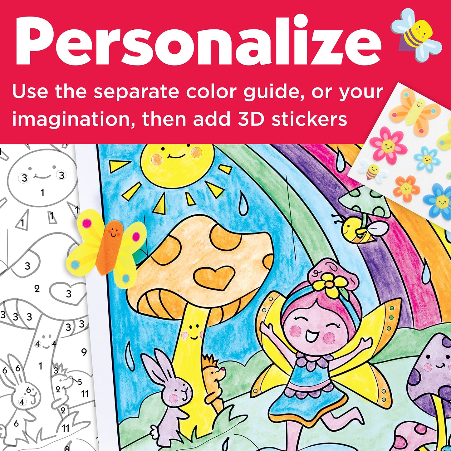 Faber-Castell Paint by Number Fairy Friends Pets - Kids Watercolor Fairies Toys for Ages 6-8+