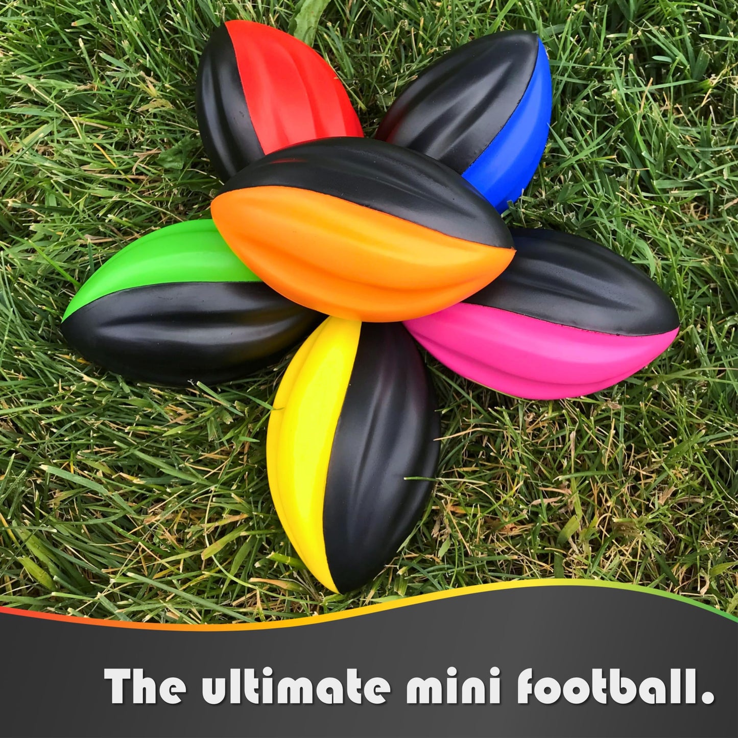 Lmc Products Mini Football 6-Pack - 5” Spiral Small Foam Football Kids Football - Mini Footballs 6-Pack - Easy Grip Soft Toddler Football For Kids (Red, Yellow, Blue, Pink, Orange, Green)