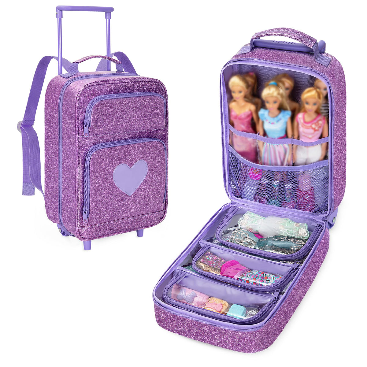 LoDrid Travel Backpack Compatible with Barbie Doll 12inch, Purple