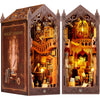 SHIISEWE Book Nook, DIY Book Nook Kits for Adults, Magic Library 3D Wooden Puzzle Bookend Bookshelf Insert Decor with LED Light,