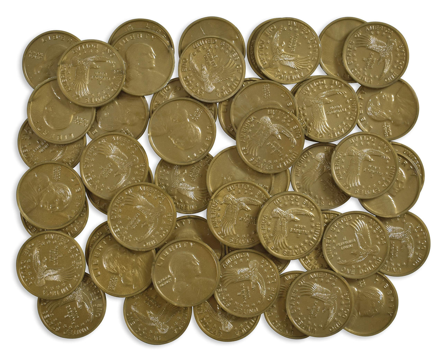 LEARNING ADVANTAGE Play Dollars - Set of 50 Plastic Coins - Designed and Sized Like Real US Currency - Teach Money Math With Thi