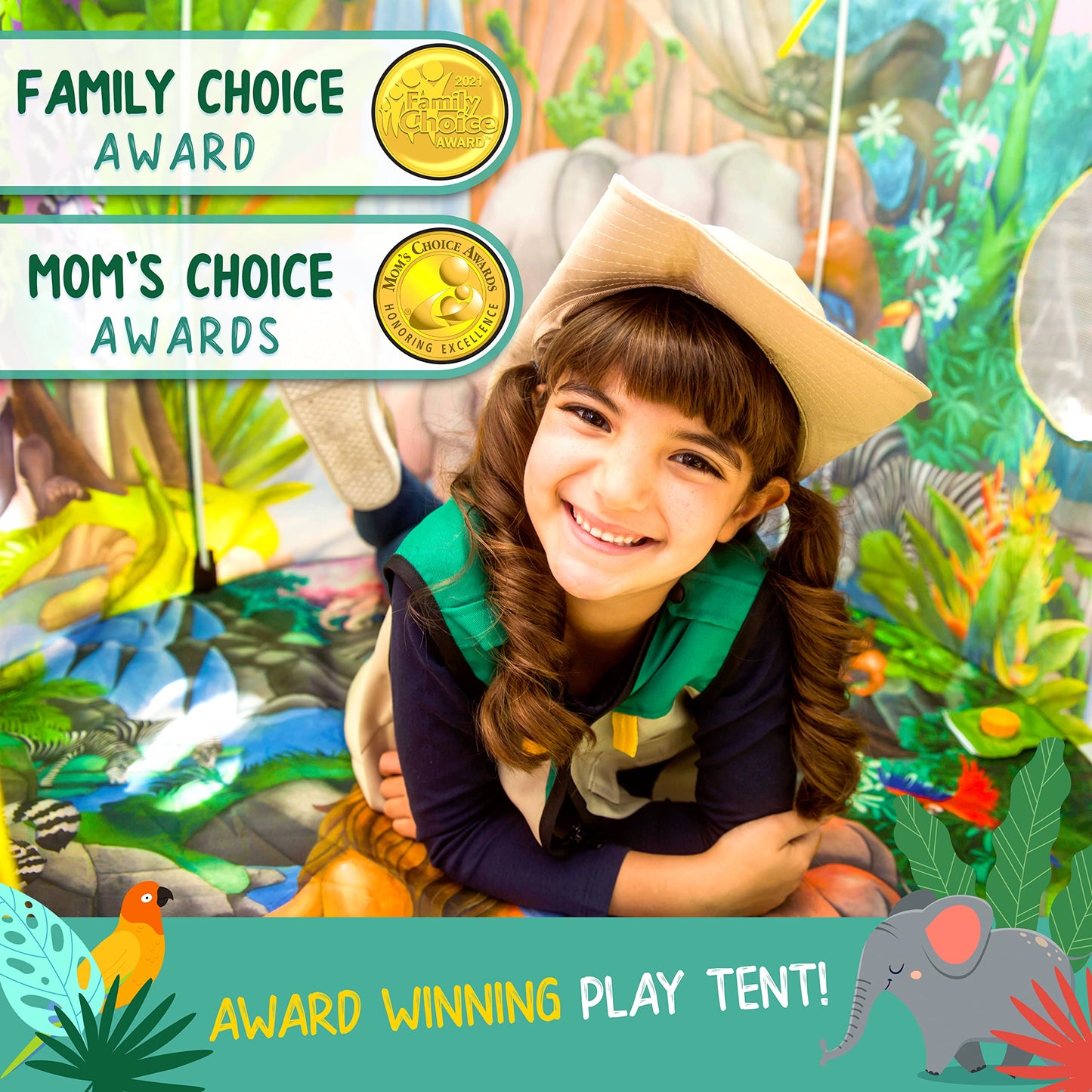 W&O Jungle Adventure Play Tent - Pop Up Indoor/Outdoor Tent with Animal Sounds - Model TOPGFH01 - Perfect for Kids