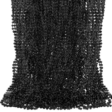 Tigeen 100 Pcs Mardi Gras Beads Necklaces Bulk 30'' Metallic Beaded Necklace for Carnival Madi Gras Parade School Spirit Wear(Bl