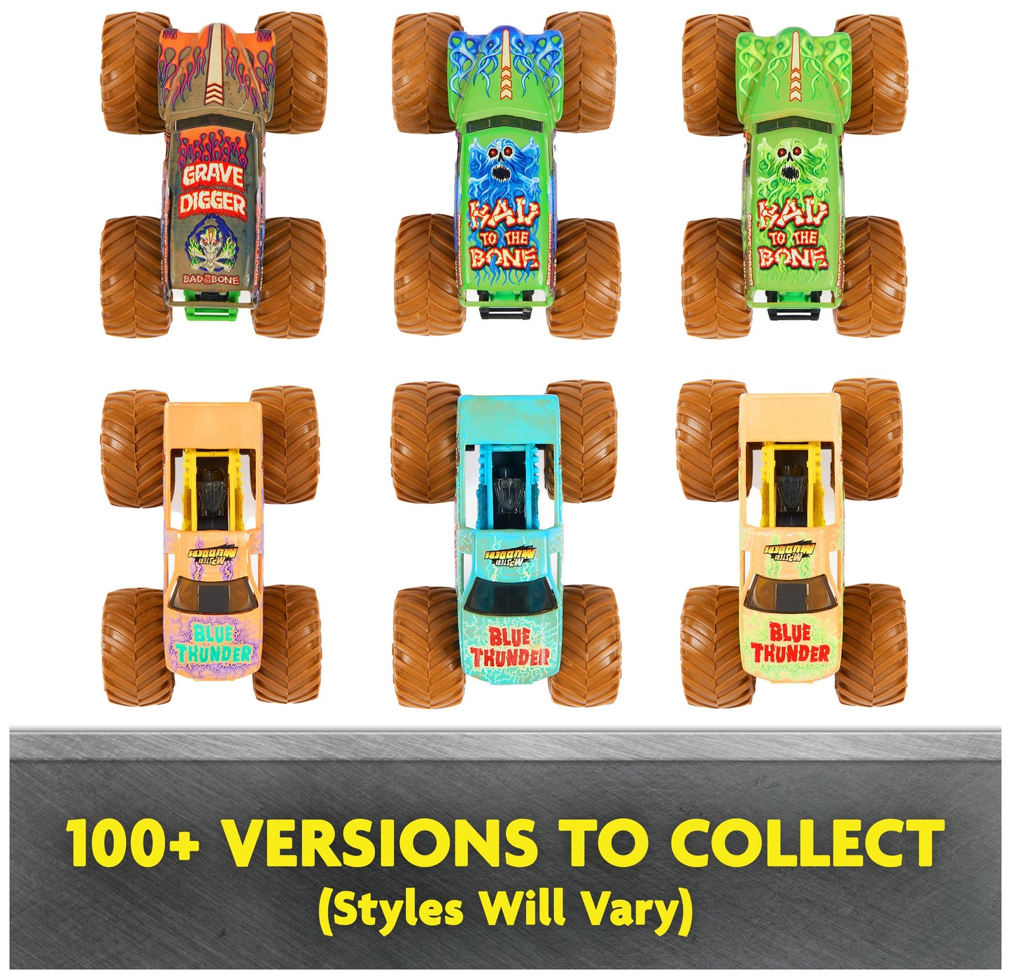 Monster Jam, Mystery Mudders 2-Pack Monster Trucks, Official 1:64 Grave Digger and Blue Thunder Die-Cast Vehicles, Wash to Revea