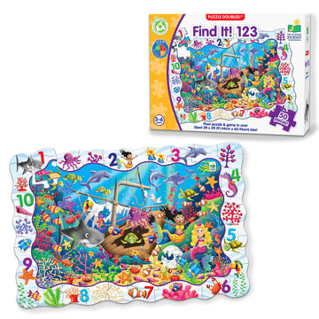 The Learning Journey Puzzle Doubles - Find It! 123 - Stem Preschool Toys & Gifts For Boys & Girls Ages 3 And Up, 24' H X 36' W X 0.08' D (695180) , Blue