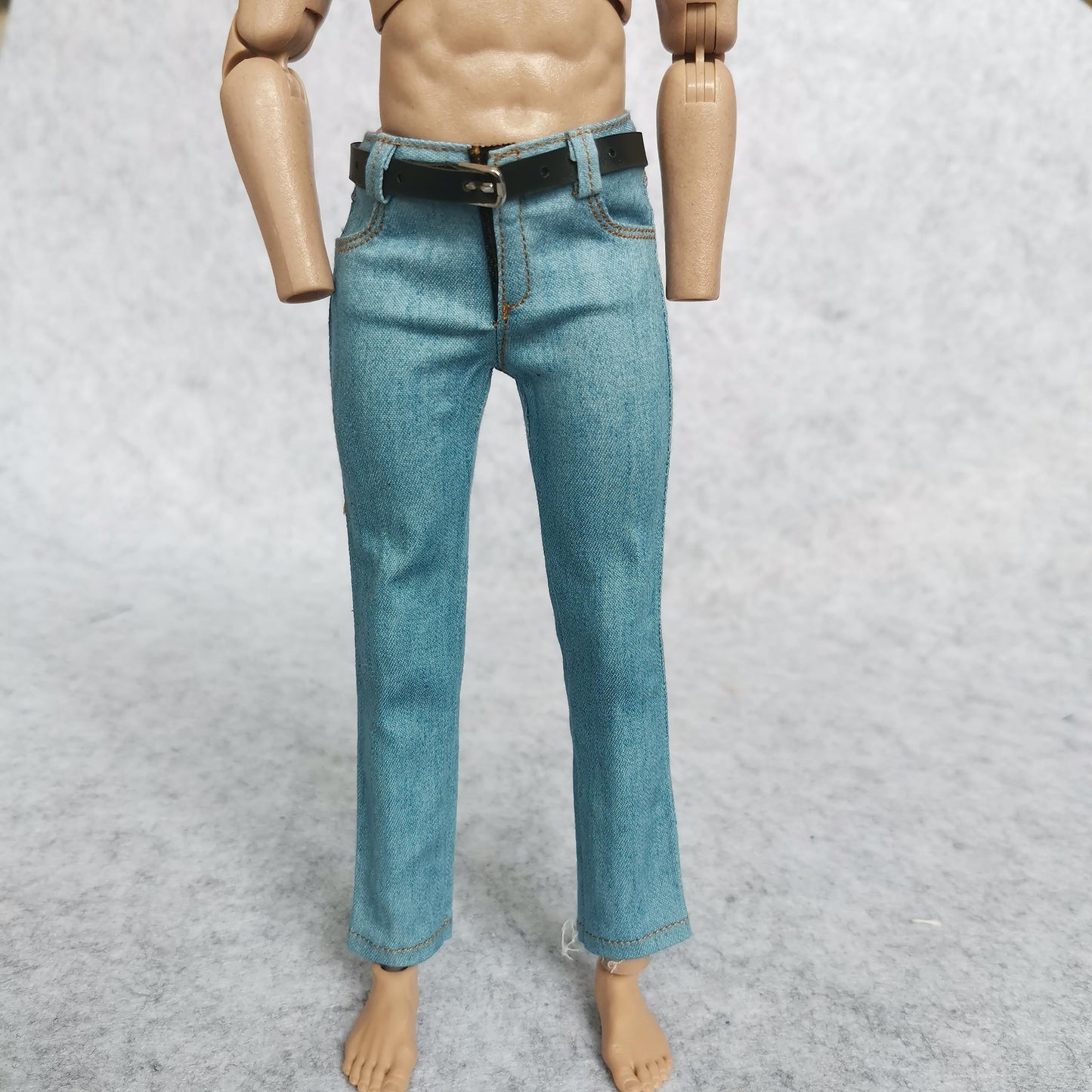 1/6 Custom Scale Blue Jeans Pants For 12'' Male Action Figure Doll Clothes Toy (Light Blue)