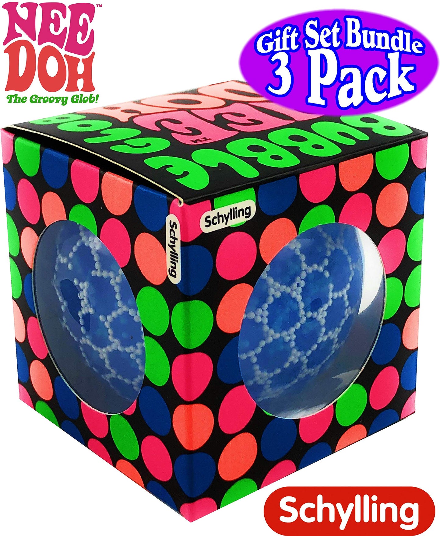 Nee-Doh Schylling Bubble Glob Groovy Glob! Squishy, Squeezy, Stretchy Stress Balls Blue, Pink & Purple Complete Gift Set Party B