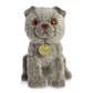 Aurora Miyoni 9" Scottish Fold Plush Toy - Grey Polyester, Model 26473