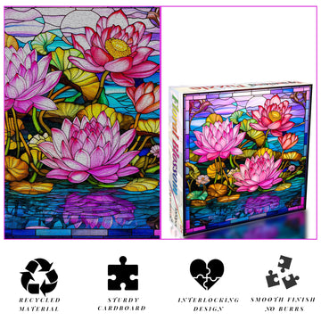 Bgraamiens Puzzle- Stained Glass Flower Puzzles For Adults 1000 Pieces, Art Puzzles,Impossible Hard Challenging Puzzles For Adults, Colorful Stained Glass Jigsaw Puzzle(Floral Blossom)