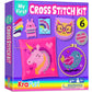 KRAFUN Beginner My First Cross Stitch Kit for Kids Arts & Crafts, 6 Easy Projects of Felt Keyring, Bag, Pillow Craft, Instructio