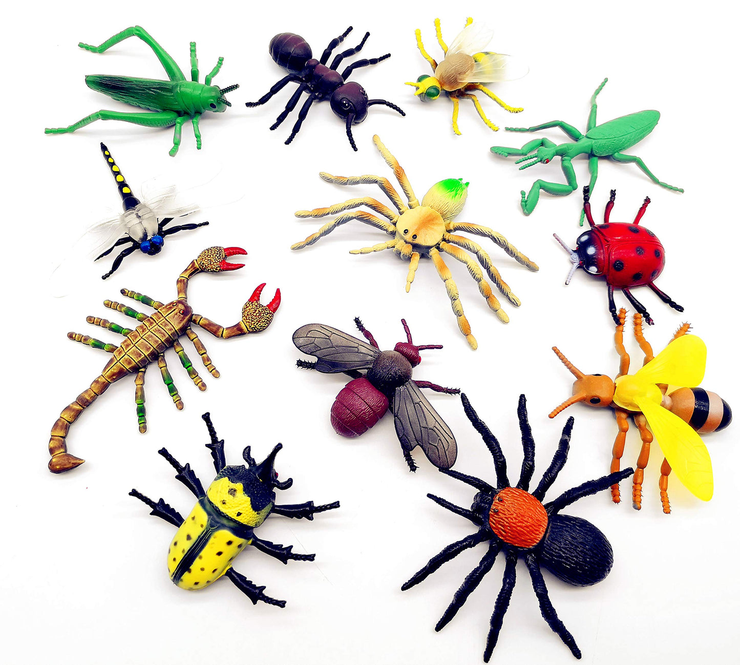 Guaishou Big Insect Toy Plastic Model Lifelike Assorted Figures Realistic Insects Toys 12 PCS Bee Beetle Mantis Spider Ladybug